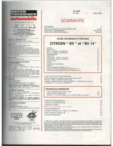 Revue Technique Citroën BX 14 E / RE et TRE - RTA 434 | RTA 434 |