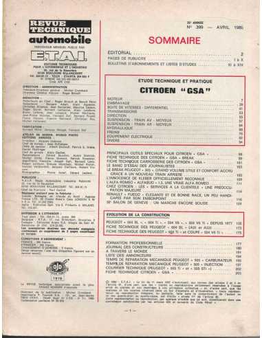 Revue Technique Citroën GSA Berline et Break - RTA 399 | RTA 399 |