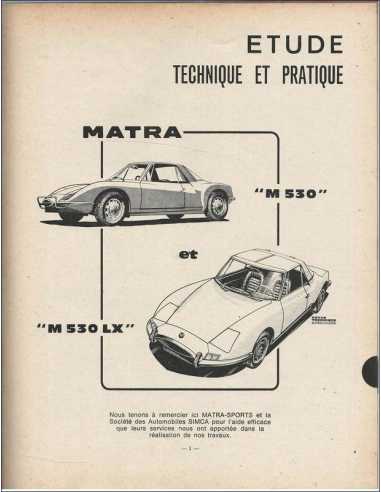Revue Technique Matra M530 et M530 LX - RTA 291 | RTA 291 |