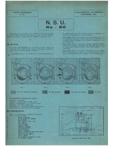 Fiche Technique Electricité NSU RO.80 (Moteur NSU/Wankel, carburateur Solex) Français 1969 | Fiche Technique NSU |