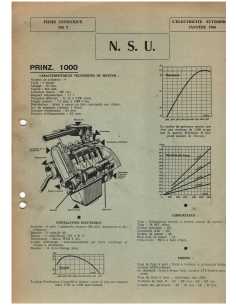 NSU PRINZ 1000 Fiche Technique Electricité (Moteur NSU/Wankel) Français 1966 | Fiche Technique NSU PRINZ |