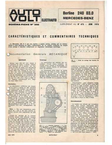 Mercedes Berline 240 D3.3 - Schéma-Fiche Electrique (Français) 1975 | Fiche Technique Mercedes Berline 240 |