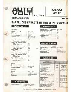 SCHEMA-FICHE AUTO-VOLT MAZDA 323 FF N° 423 JUIN 1982 | Schema fiche 423 |