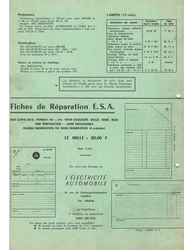 FICHE TECHNIQUE ELECTRICITE SKODA 1000 MB N° 105 03/1975 | Schema fiche  105 |