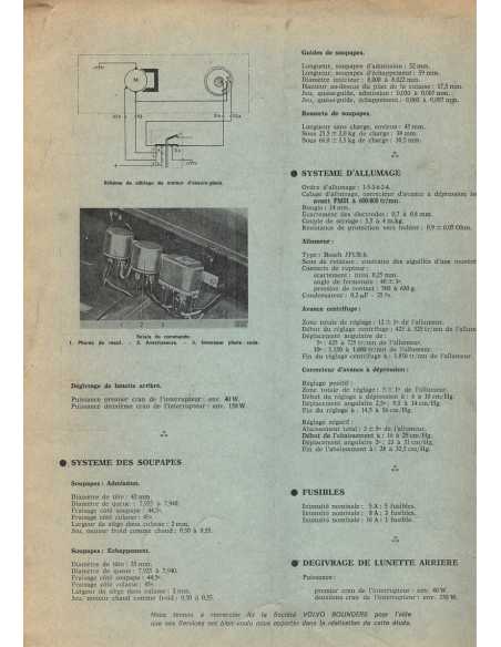 FICHE TECHNIQUE ELECTRICITE VOLVO 164 N° 62 05/1971 | Schema fiche  62 |