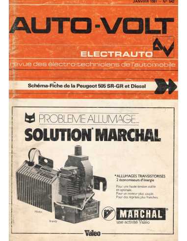 ELECTRONIC AUTO-VOLT PEUGEOT 505 SR-SRG et Diesel N° 542 01/1981 | Schéma Fiche 542 |
