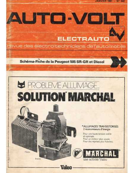 ELECTRONIC AUTO-VOLT PEUGEOT 505 SR-SRG et Diesel N° 542 01/1981 | Schéma Fiche 542 |