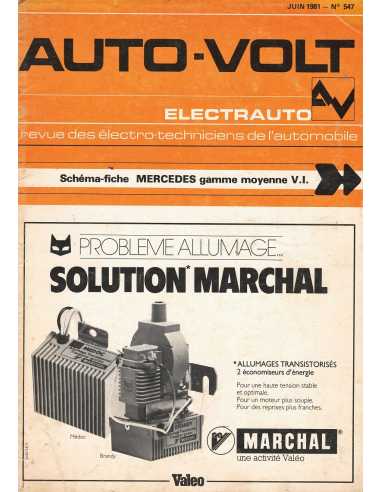 SCHEMA-FICHE AUTO-VOLT MERCEDES GAMME MOYENNE 1013 à 1624 N° 547 06/1981 | Schéma Fiche 547 |