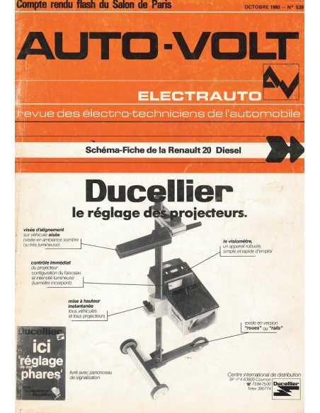 SCHEMA-FICHE AUTO-VOLT RENAULT 20 Diesel N° 539 10/1980 | Schéma Fiche 539 |