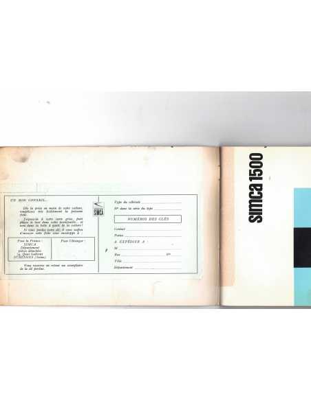 CARNET ENTRETIEN ET UTILISATION SIMCA 1500 | CARNET SIMCA 1500 |
