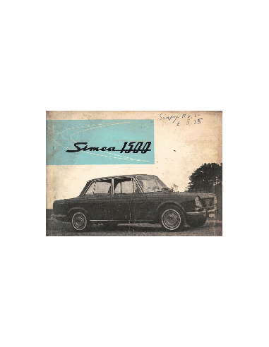 CARNET ENTRETIEN ET UTILISATION SIMCA 1500 | CARNET SIMCA 1500 |