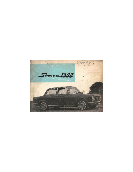 CARNET ENTRETIEN ET UTILISATION SIMCA 1500 | CARNET SIMCA 1500 |