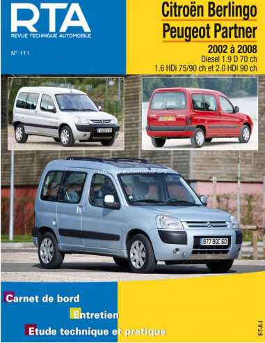 REVUE TECHNIQUE PEUGEOT PARTNER 1 phase 2 (2002 à 2008) - RTA 111 | 9782726811115 |