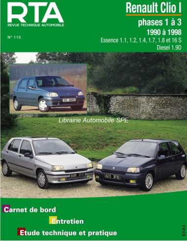 REVUE TECHNIQUE RENAULT CLIO 1 phases 1 à 3 (1990 à 1998) - RTA 115 | 9782726811511 |