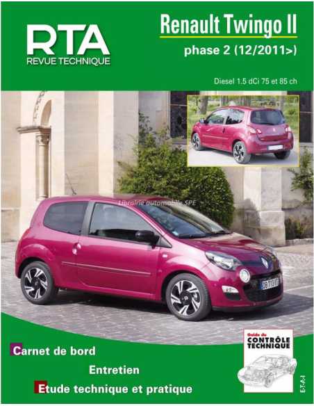 REVUE TECHNIQUE RENAULT TWINGO 2 PHASE 2 Diesel (2011 à 2014) - RTA B785 | 9782726878552 |
