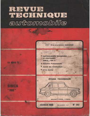 REVUE TECHNIQUE AUTOMOBILE SIMCA 1100 - RTA 262 02/1968 | RTA 262 |