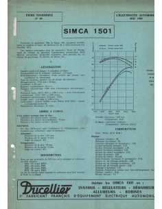 FICHE TECHNIQUE ELECTRICITE SIMCA 1501 N° 40 05/1969 | Schema fiche  40 |