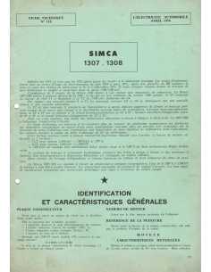 FICHE TECHNIQUE ELECTRICITE SIMCA 1307 1308 N° 118 04/1976 | Schema fiche  118 |