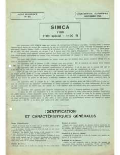 FICHE TECHNIQUE ELECTRICITE SIMCA 1100 - 100 Spécial - 1100 TI N° 101 11/1974 | Schema fiche  101 |