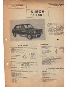 FICHE TECHNIQUE ELECTRICITE SIMCA 1100 N° 25 12/1967 | Schema fiche  25 |