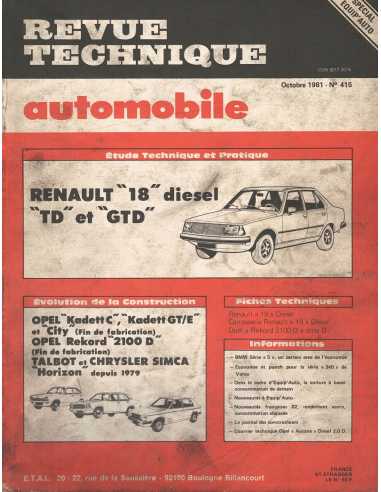 REVUE TECHNIQUE AUTOMOBILE RENAULT 18 DIESEL -...