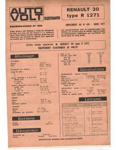 SCHEMA-FICHE AUTO-VOLT RENAULT 20 N° 365 03/1977 | Schéma Fiche 365 |