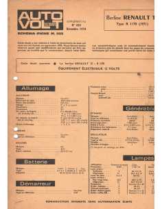 SCHEMA-FICHE AUTO-VOLT RENAULT 12 N° 293 11/1970 | Schéma Fiche 293 |