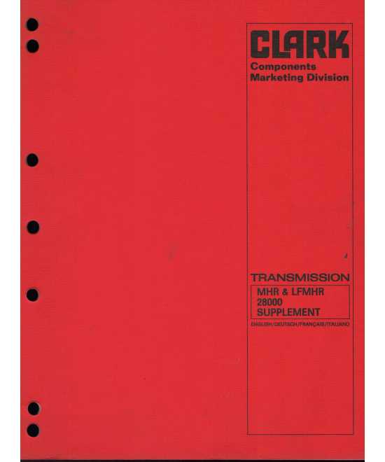 Manuel d'entretien CLARK - Boite de Vitesses MHR et LFMHR 28000 | Manuel d'entretien CLARK BV |