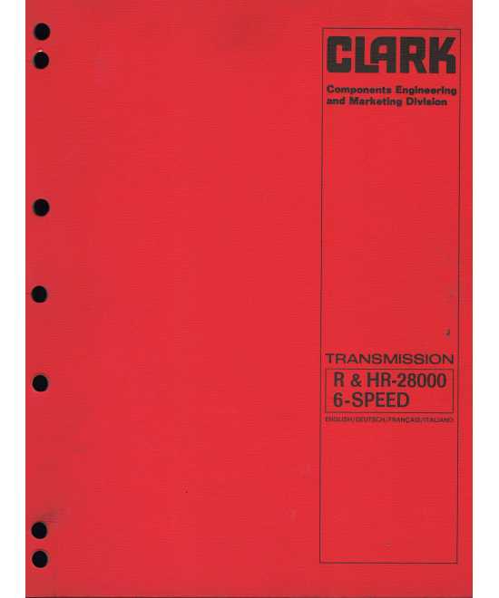 Manuel d'entretien CLARK - Boite de Vitesses (6) R et HR 28000 | Manuel d'entretien CLARK HR28000 |