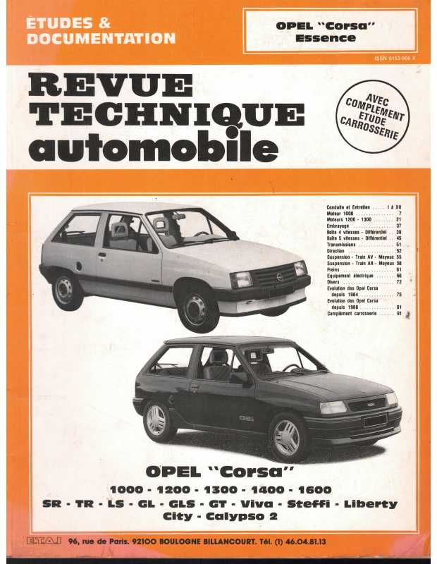Revue Technique OPEL Corsa 1000 à 1600 | 9782726843239 |