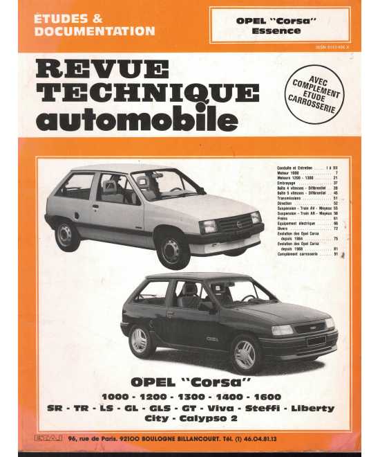 Revue Technique OPEL Corsa 1000 à 1600 | 9782726843239 |