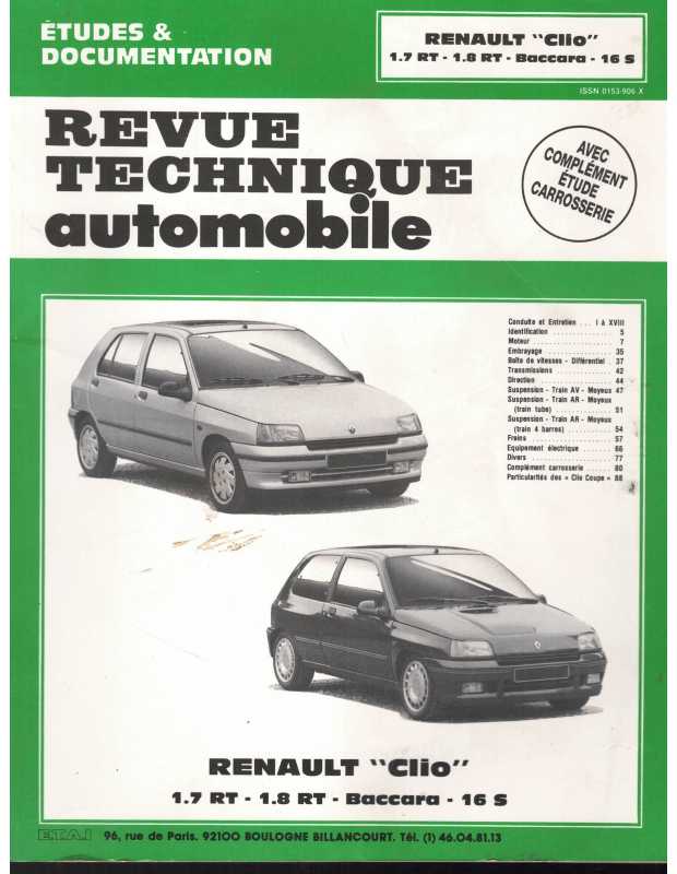 Revue Technique Renault Clio RT et BACCARA | 9782726854617 |