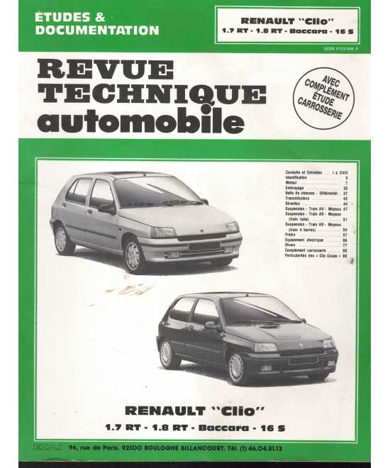 Revue Technique Renault Clio RT et BACCARA | 9782726854617 |