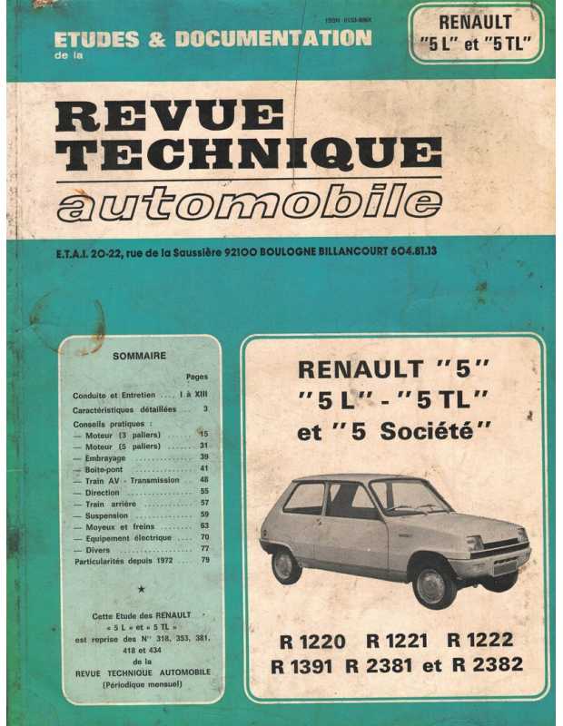 Revue Technique Renault 5 (L,TL et société) | 9782726831854 |