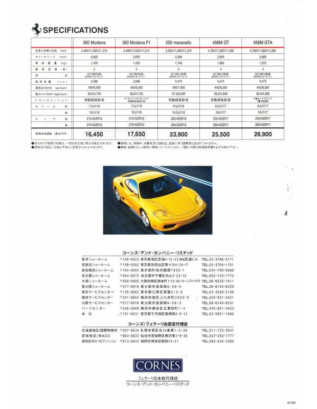 Brochure FERRARI Gamme 1999 (Japonais) Cornes | Brochure Ferrari 01 |