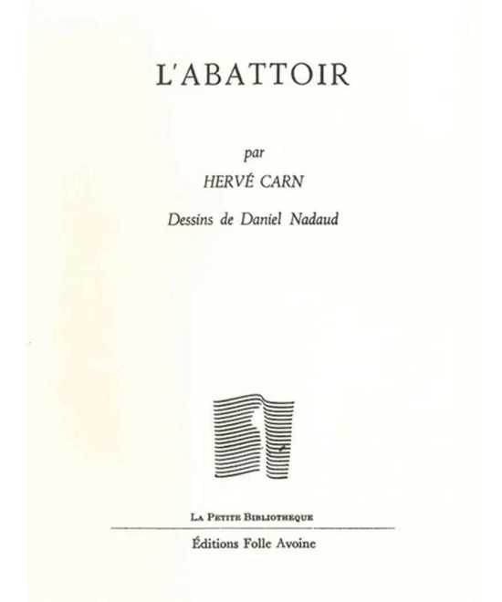 L'abattoir De Hervé Carn | 9782868102485 |