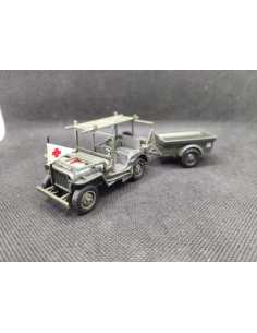 JEEP WILLYS AMBULANCE MILITAIRE - SOLIDO - N° 6122 - 1/43 | Jeep Willys ambulance militaire et sa remorque - 6122 |