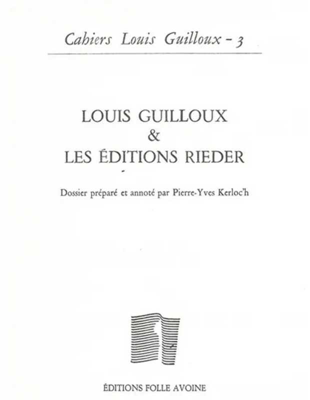 Cahiers Louis Guilloux, n° 3. | 9782868102379 |