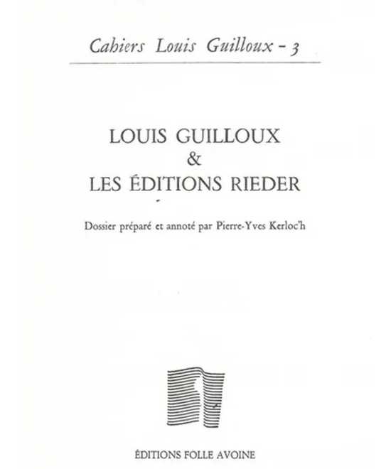 Cahiers Louis Guilloux, n° 3. | 9782868102379 |