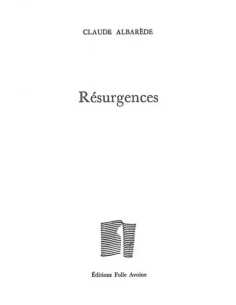 Résurgences De Claude Albarède | 9782868101907 |