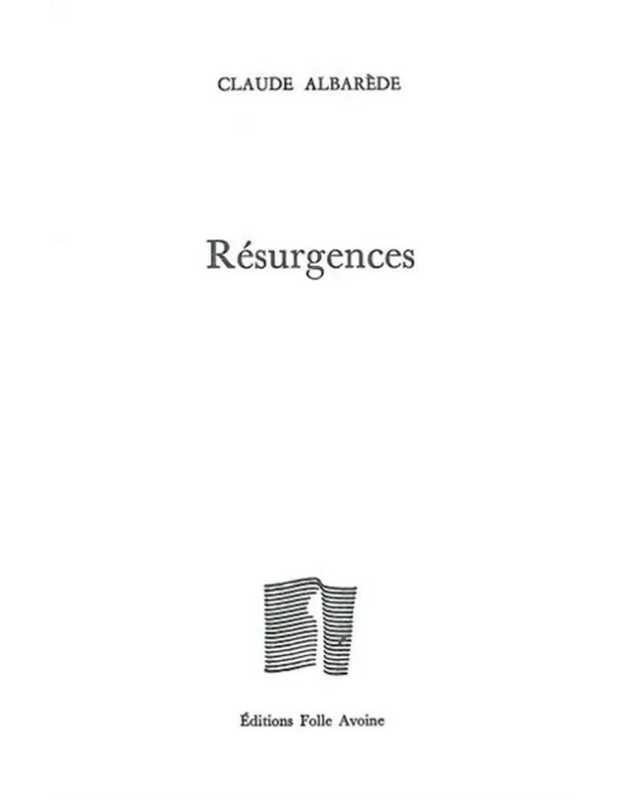 Résurgences De Claude Albarède | 9782868101907 |