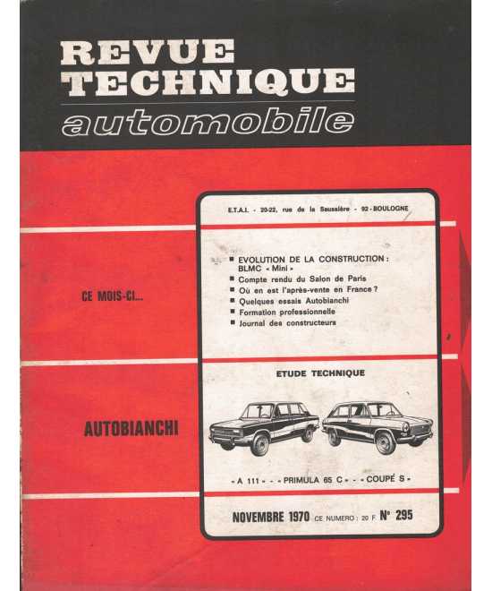 Revue Technique Autobianchi A111 - Primula et Coupé s | RTA 295 |