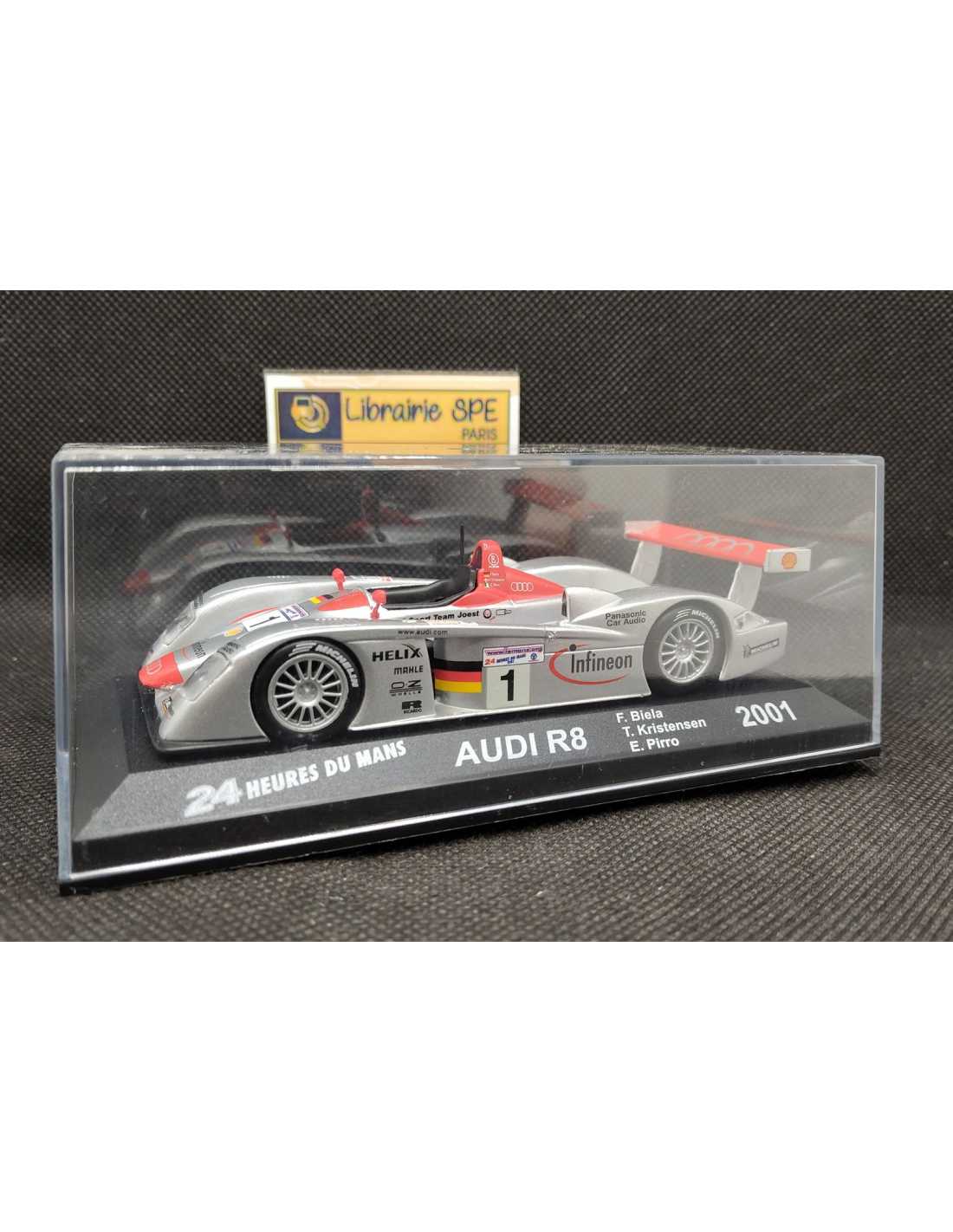 BBR Models 1/43 AUDI R8R Vainqueur Le Mans 2001 #9 - Argenté, état Nickel !