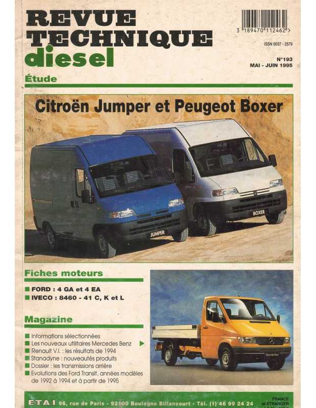 Revue Technique Diesel Citroën JUMPER et Peugeot BOXER - RTD 193 | RTD193 |
