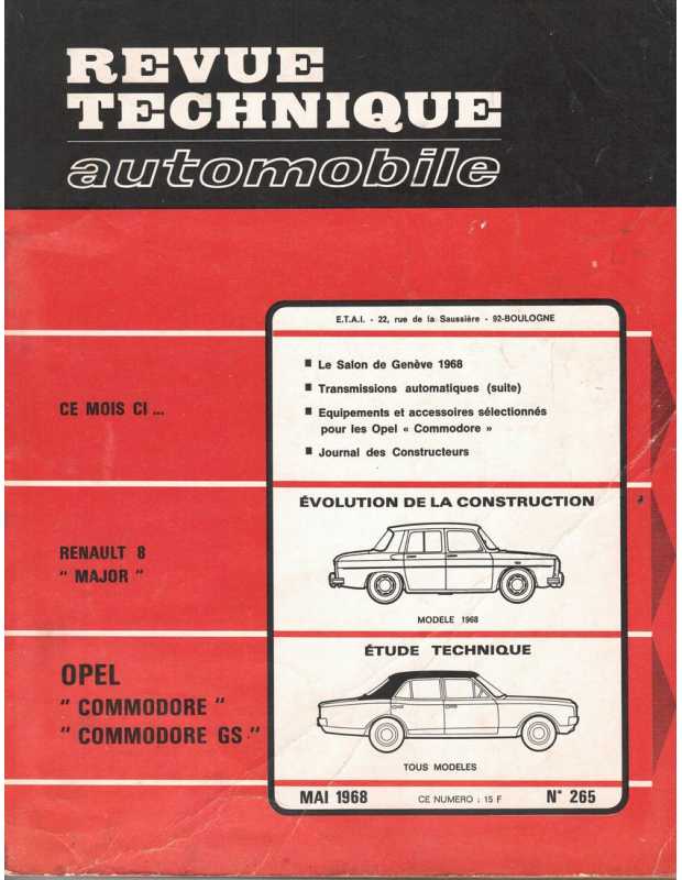 Revue Technique OPEL Commodore (1968) RTA265 | RTA265 |