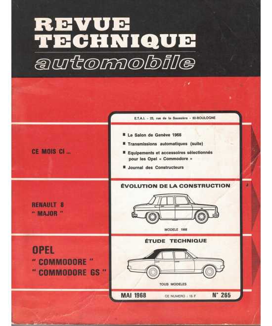 Revue Technique OPEL Commodore (1968) RTA265 | RTA265 |