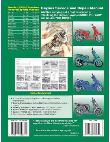 Honda 125 Scooters 2000-2009 Service and Repair Manual | 9781844258734 |
