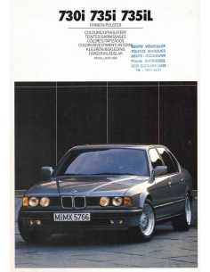 Brochure BMW 730i / 735i / 735iL (Teinte de carrosserie) - 1988 | BMW 106 - Ref: 8 11 07 03 99 1/88 VM |