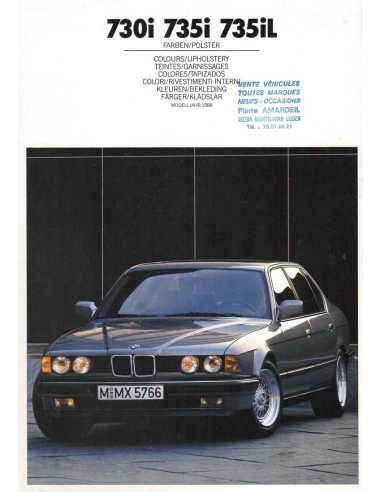 Brochure BMW 730i / 735i / 735iL (Teinte de carrosserie) - 1988 | BMW 106 - Ref: 8 11 07 03 99 1/88 VM |