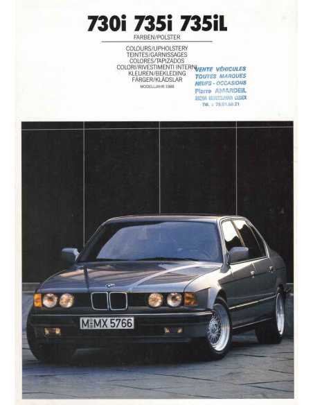 Brochure BMW 730i / 735i / 735iL (Teinte de carrosserie) - 1988 | BMW 106 - Ref: 8 11 07 03 99 1/88 VM |